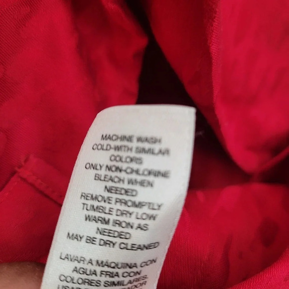 Chico's Women's Button-Up Tunic Top Size L Red 100% Cotton Long Sleeves Collared - Picture 7 of 14